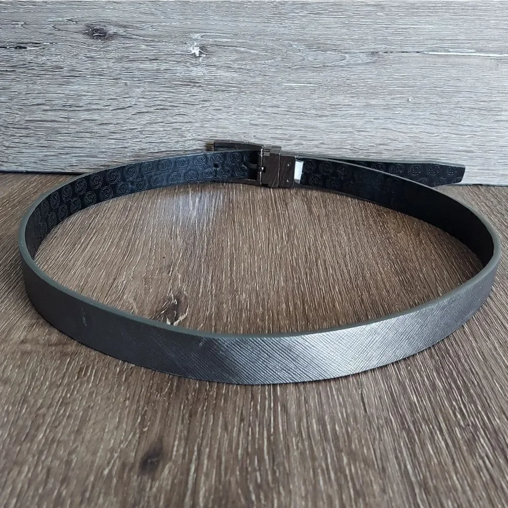 Michael Kors Reversible Belt - Silver & Black - Total Length 40
